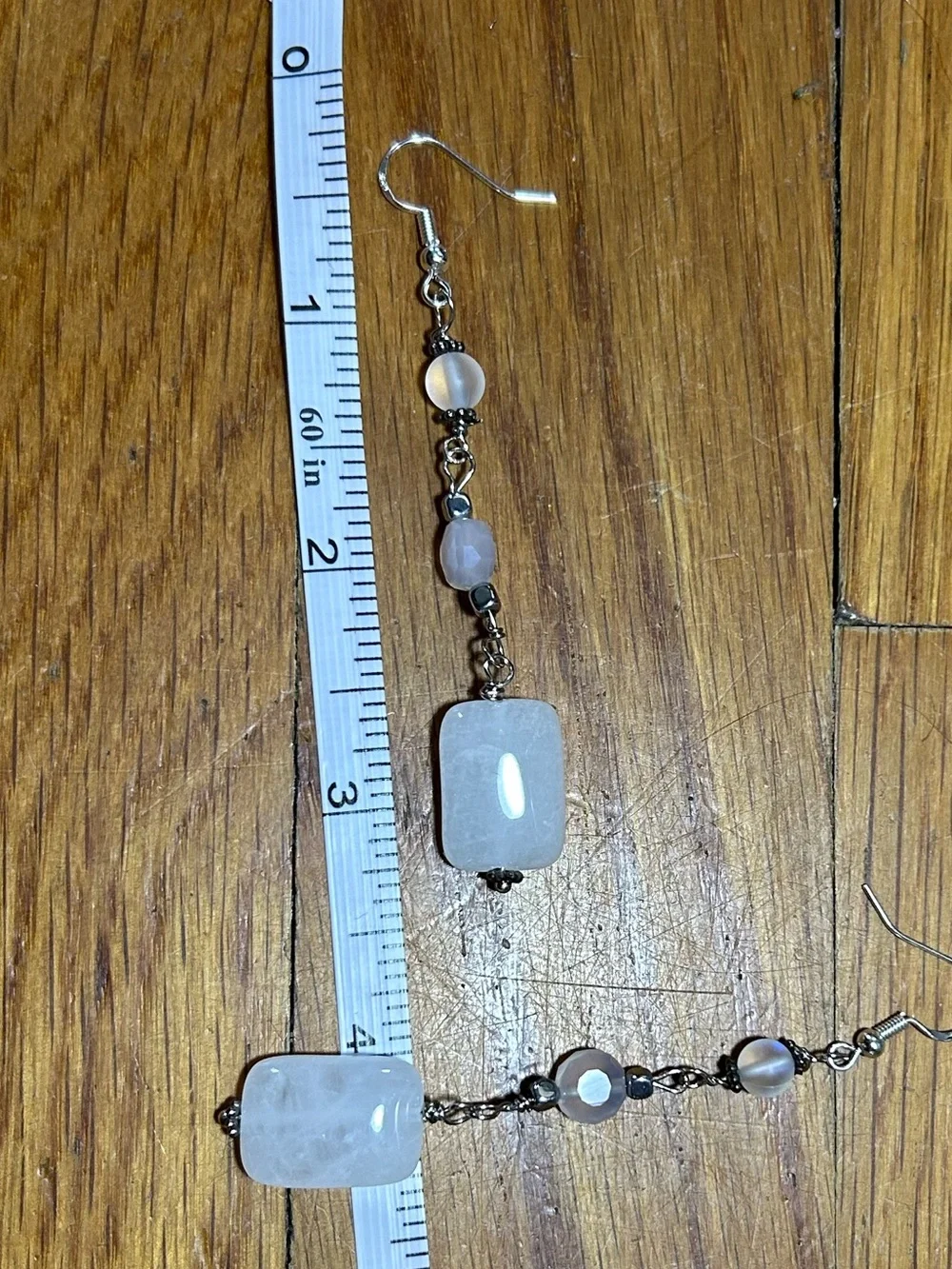 3/$25 White Selenite Stone Drop Earrings